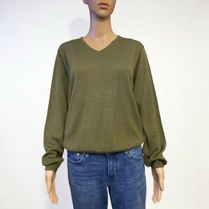 Kasper Olive V-Neck Women's Sweater